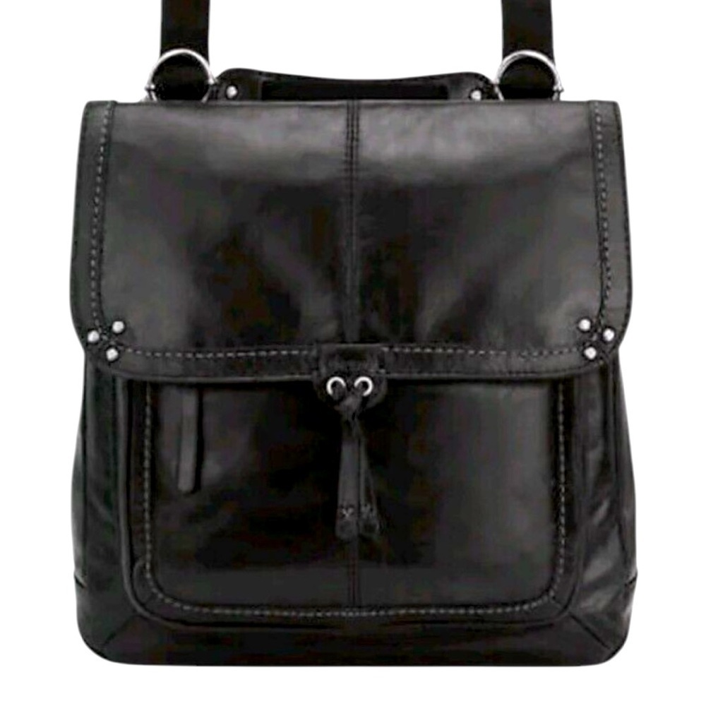 The Sak Ventura Stylish soft black leather Backpack messenger purse handbag